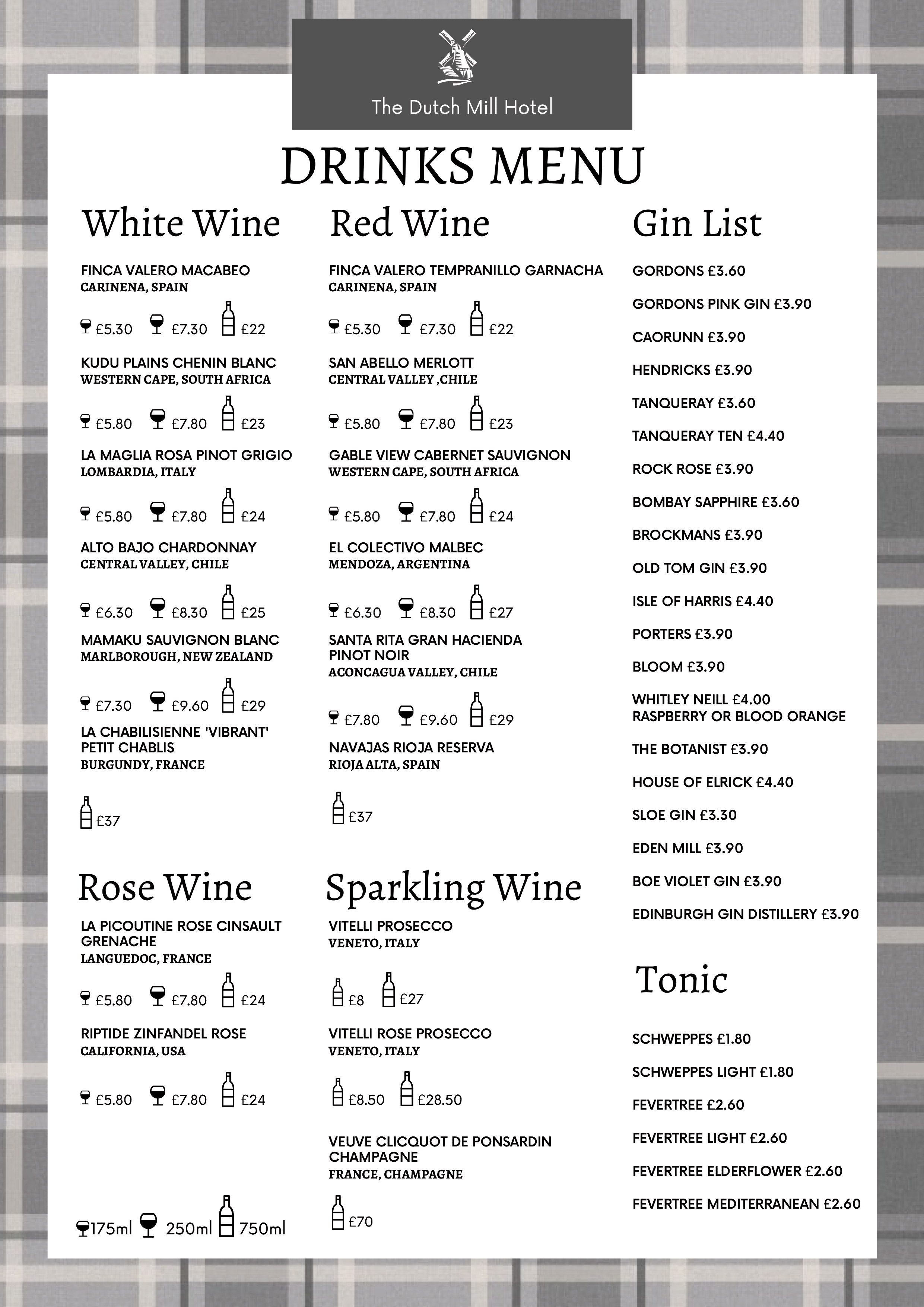 Wine Menu The Dutch Mill Hotel
