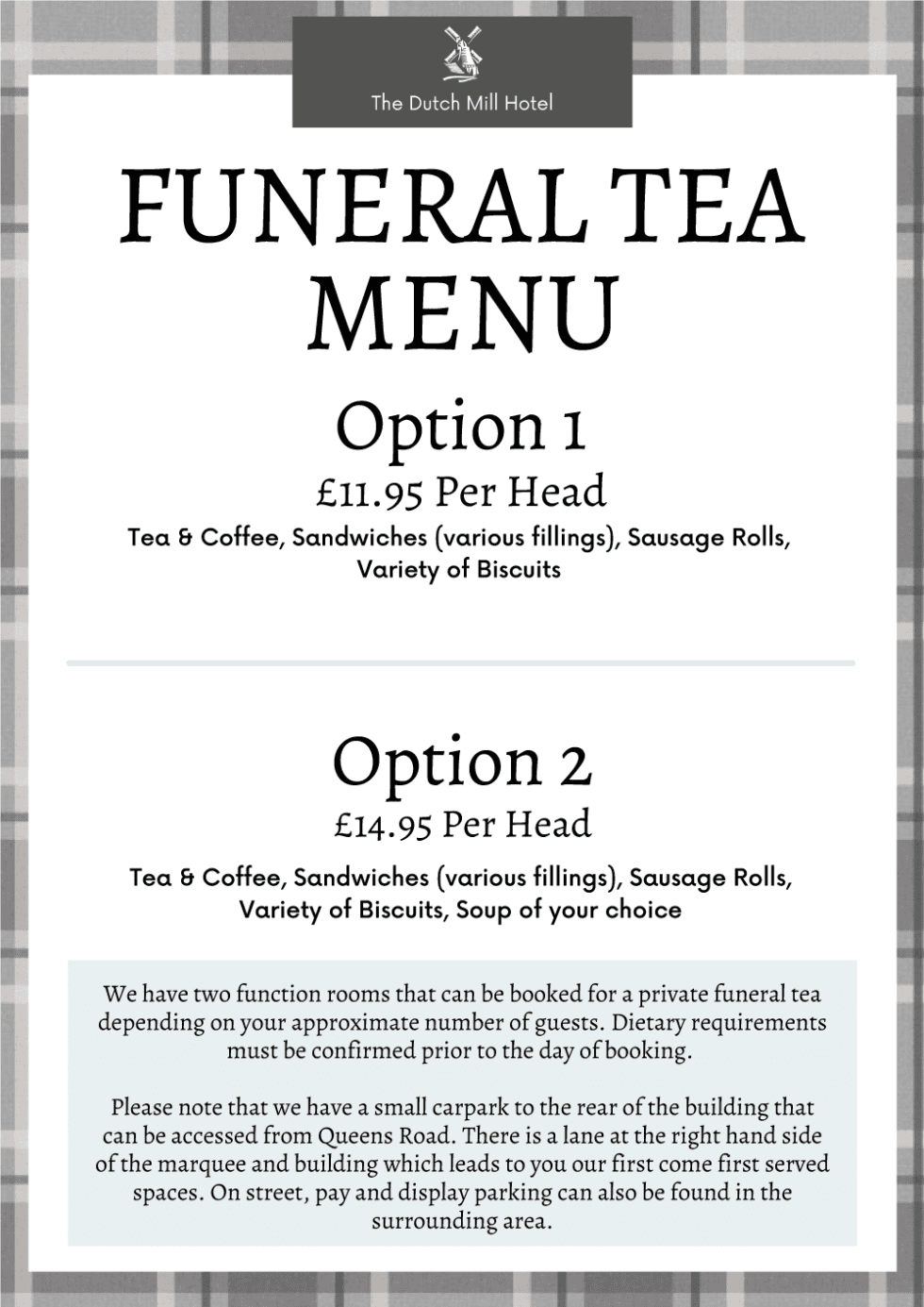 Funeral Tea The Dutch Mill Hotel